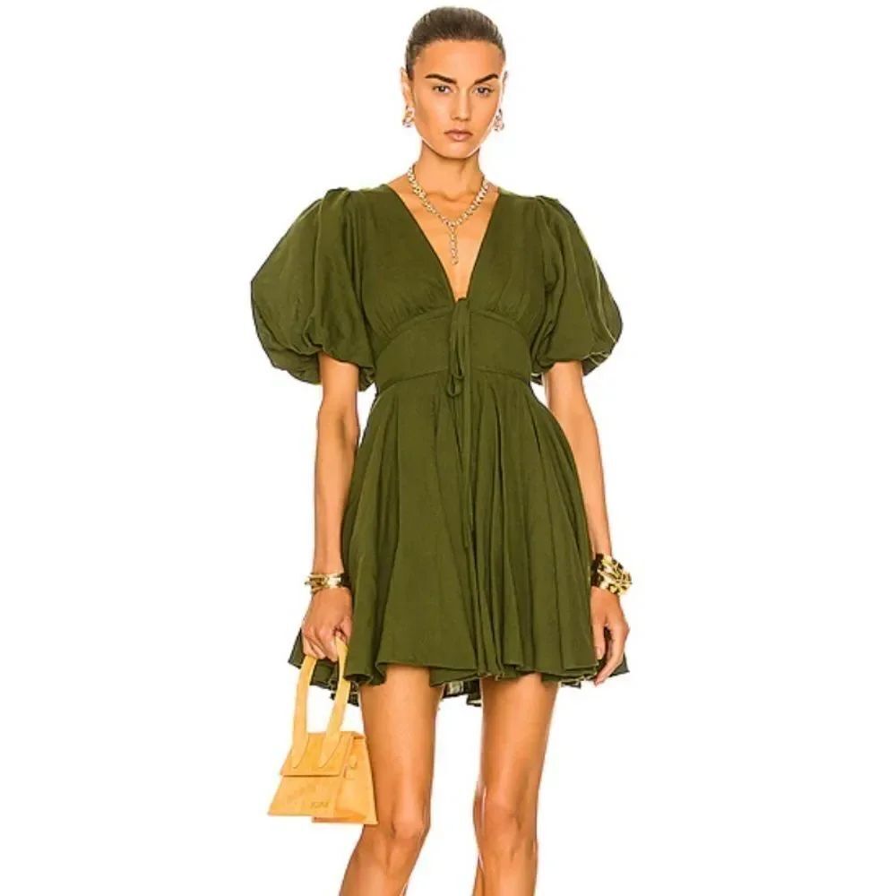 RHODE
Madeline Dress Color: Chive (Green)
